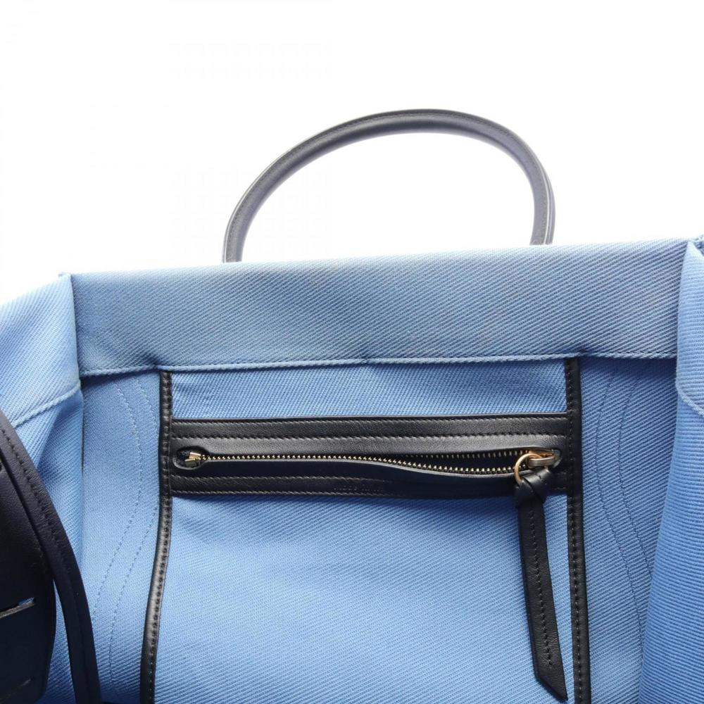 CELINE Luggage Phantom Tote Bag Canvas Leather Women's Blue Black 169953 - Picture 6 of 8